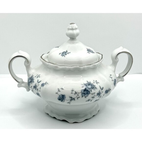 Johann Haviland Traditions Blue Garland Pattern Sugar Bowl With Lid Fine Porcela - Picture 10 of 12